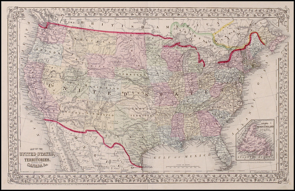 64-United States Map By Samuel Augustus Mitchell Jr.