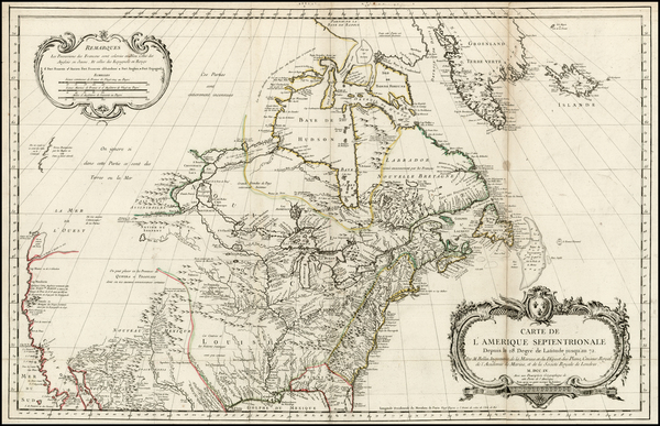 28-United States, Midwest and North America Map By Jacques Nicolas Bellin