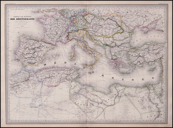 21-Europe, Mediterranean, Africa, North Africa and Balearic Islands Map By Adolphe Hippolyte Dufou