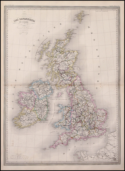 90-Europe and British Isles Map By Adolphe Hippolyte Dufour