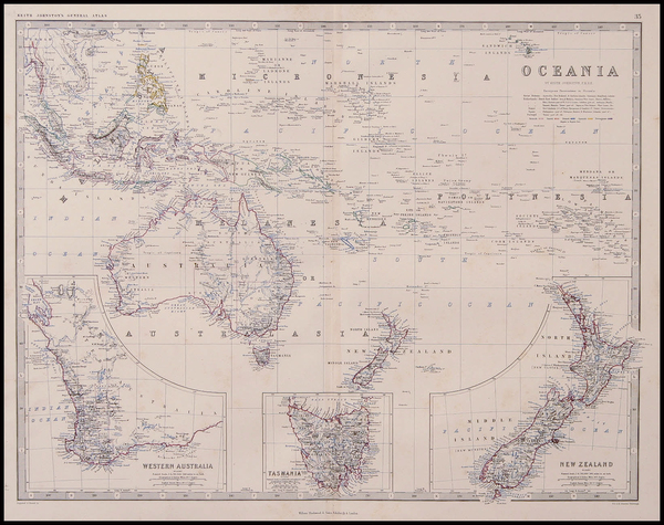 71-Asia, Southeast Asia, Australia & Oceania, Australia, Oceania and New Zealand Map By W. &am