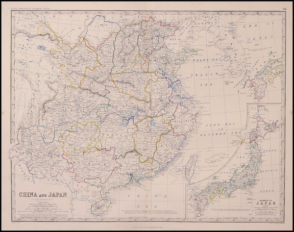 19-Asia, China, Japan and Korea Map By W. & A.K. Johnston