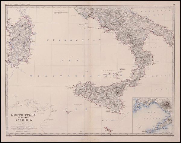 95-Europe, Italy and Balearic Islands Map By W. & A.K. Johnston