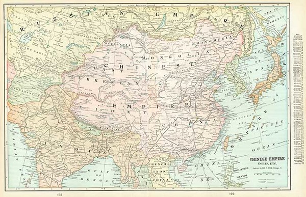 77-Asia, China and Japan Map By George F. Cram