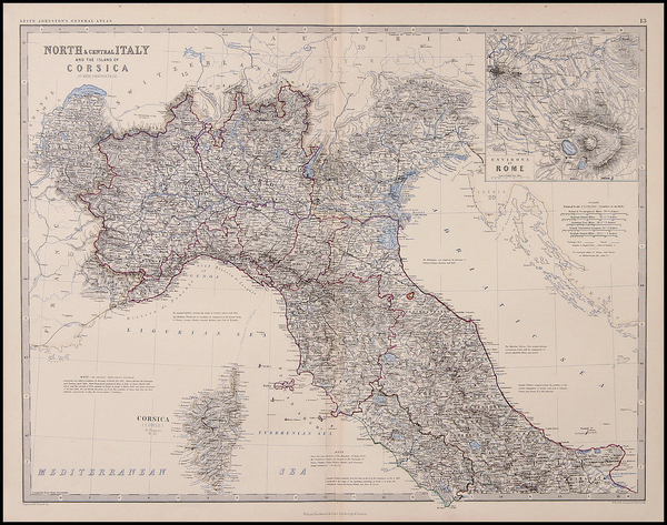 45-Europe, Italy and Balearic Islands Map By W. & A.K. Johnston