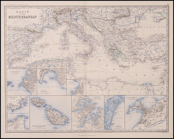 16-Europe, Mediterranean, Balearic Islands and Greece Map By W. & A.K. Johnston