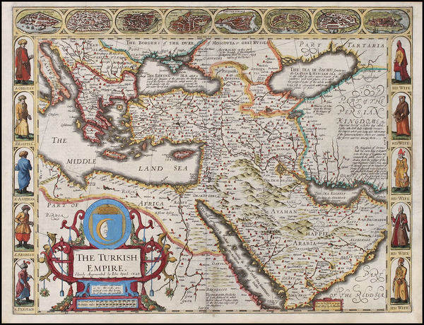 100-Europe, Turkey, Mediterranean, Asia, Middle East and Turkey & Asia Minor Map By John Speed