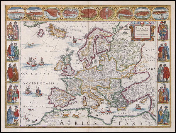 48-Europe and Europe Map By Willem Janszoon Blaeu