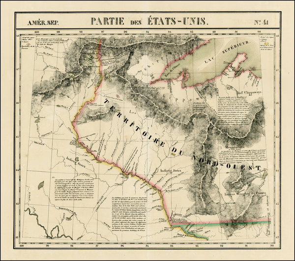 98-Midwest and Plains Map By Philippe Marie Vandermaelen