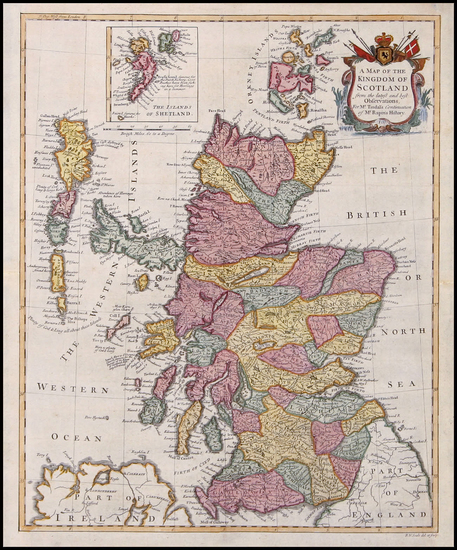 87-Scotland Map By Paul de Rapin de Thoyras / Nicholas Tindal