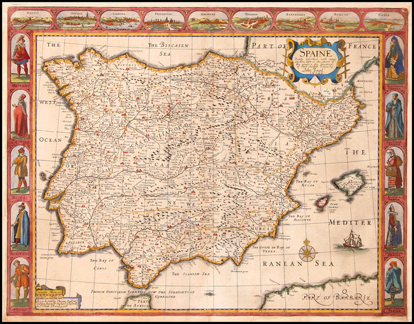 96-Europe, Spain and Portugal Map By John Speed