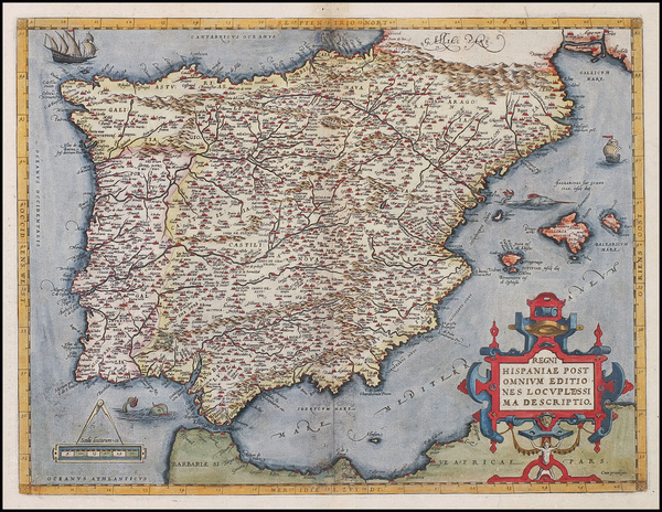 6-Europe, Spain and Portugal Map By Abraham Ortelius