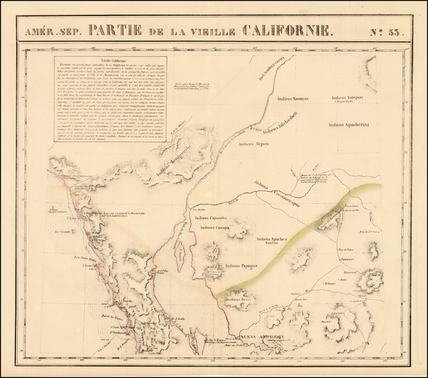 34-Southwest, Arizona and California Map By Philippe Marie Vandermaelen