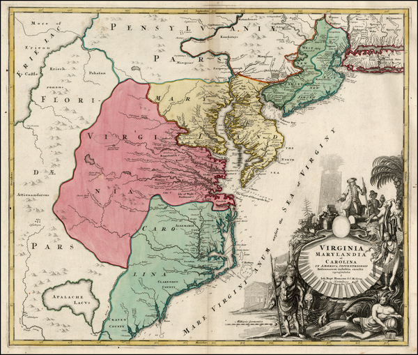 85-Mid-Atlantic and Southeast Map By Johann Baptist Homann