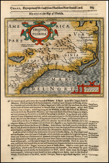 18-Mid-Atlantic and Southeast Map By Jodocus Hondius / Samuel Purchas