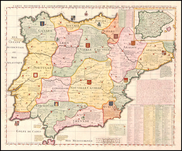 42-Europe, Spain and Portugal Map By Henri Chatelain