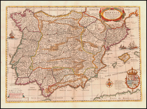 97-Europe, Spain and Portugal Map By Henricus Hondius