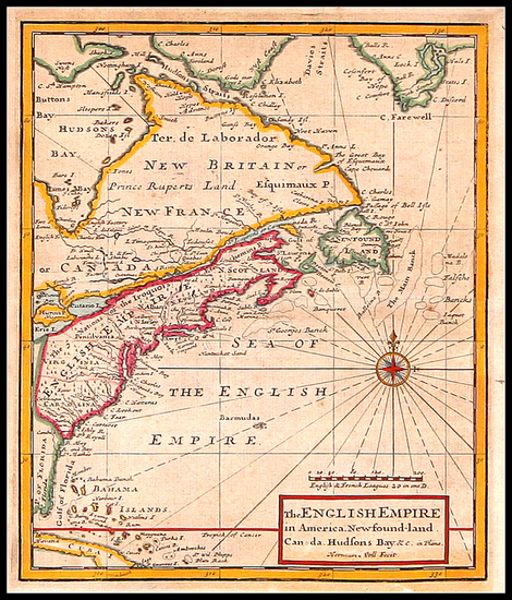 69-United States, New England, Mid-Atlantic, Southeast and Canada Map By Herman Moll