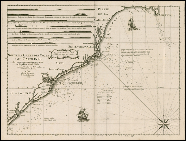 56-Southeast, North Carolina and South Carolina Map By George Louis Le Rouge