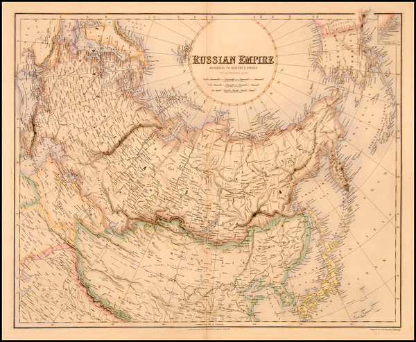 54-World, Polar Maps, Alaska, Europe, Russia, Asia, China and Russia in Asia Map By Archibald Full