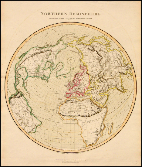 39-Northern Hemisphere, Polar Maps, Alaska and North America Map By John Thomson