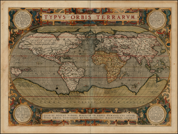 33-World and World Map By Abraham Ortelius