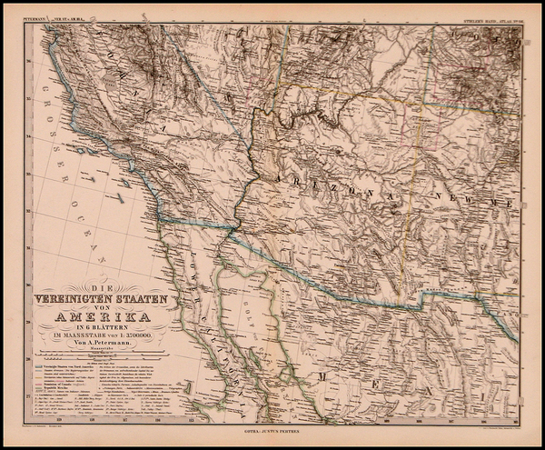 2-Southwest and California Map By Adolf Stieler