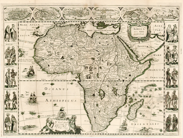 69-Africa and Africa Map By Jodocus Hondius / Jean Picart