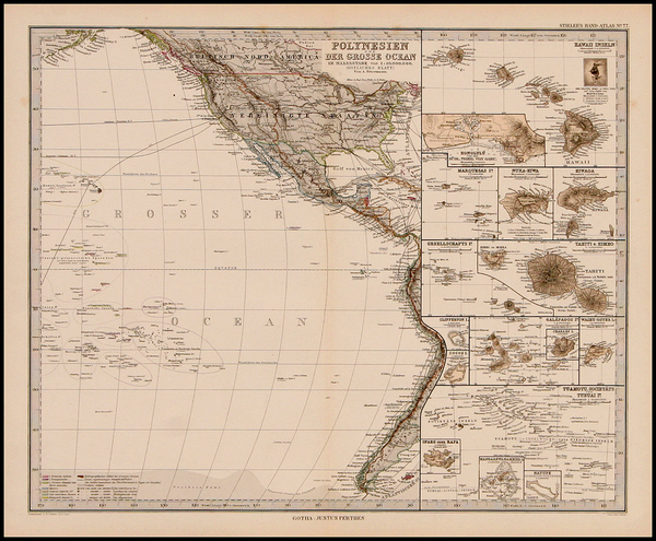 45-North America, Australia & Oceania and Oceania Map By Adolf Stieler