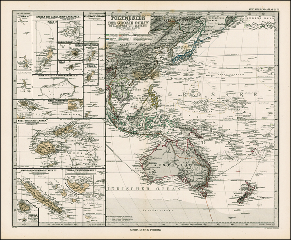 91-Australia & Oceania and Oceania Map By Adolf Stieler