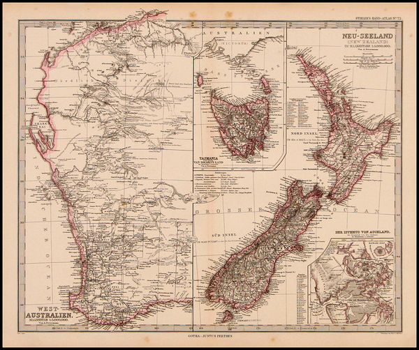 52-Australia & Oceania, Australia and New Zealand Map By Adolf Stieler