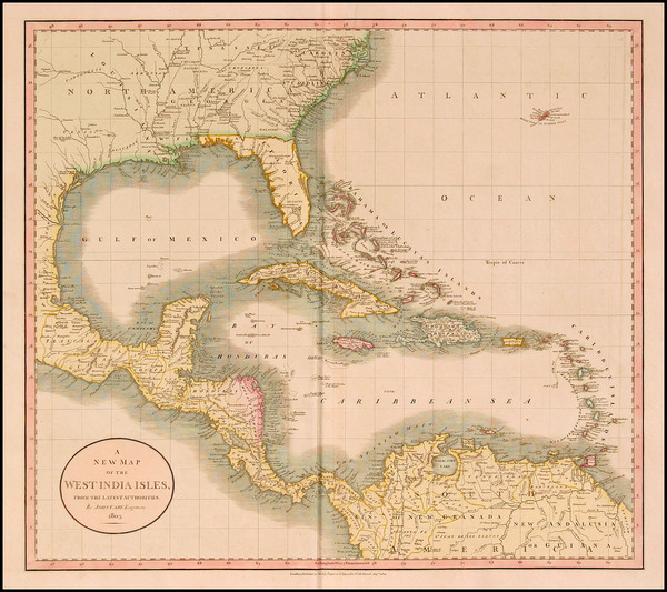 86-South, Southeast, Caribbean and Central America Map By John Cary