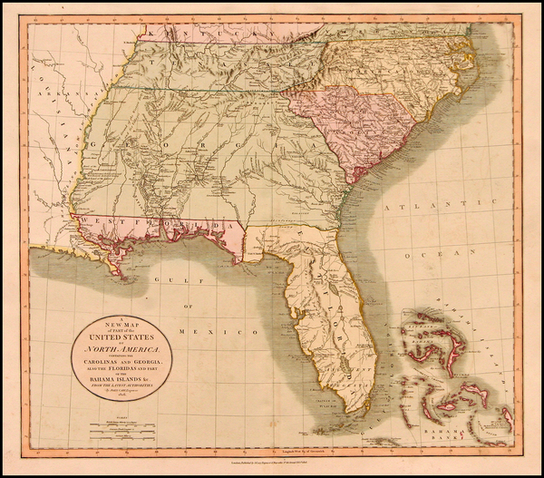 68-United States, South, Southeast and Caribbean Map By John Cary