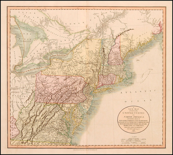 40-New England, Mid-Atlantic and Midwest Map By John Cary