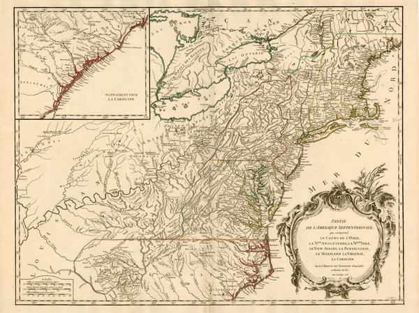 83-New England, Mid-Atlantic, Southeast and Midwest Map By Didier Robert de Vaugondy