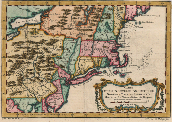 91-New England and Mid-Atlantic Map By Jacques Nicolas Bellin