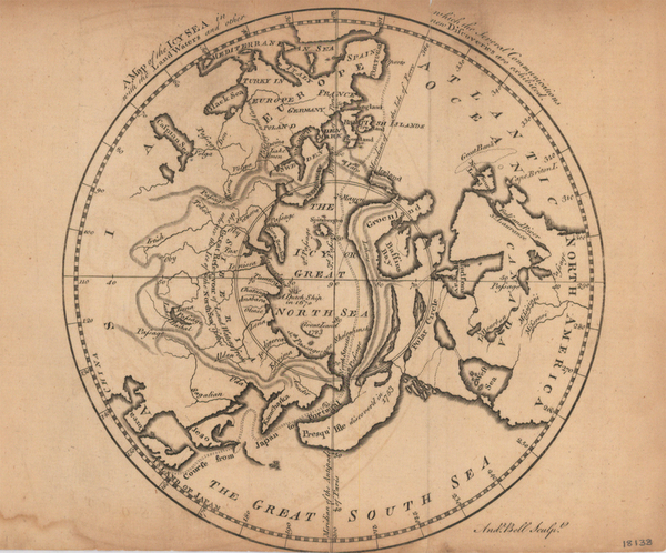 100-World, Northern Hemisphere, Polar Maps, Alaska, North America, Asia, Central Asia & Caucasu
