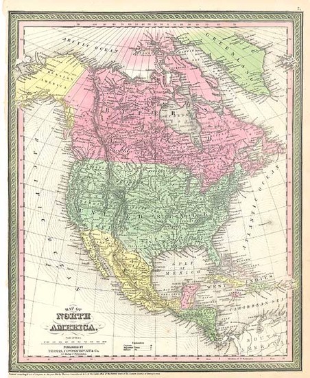 14-North America Map By Thomas, Cowperthwait & Co.