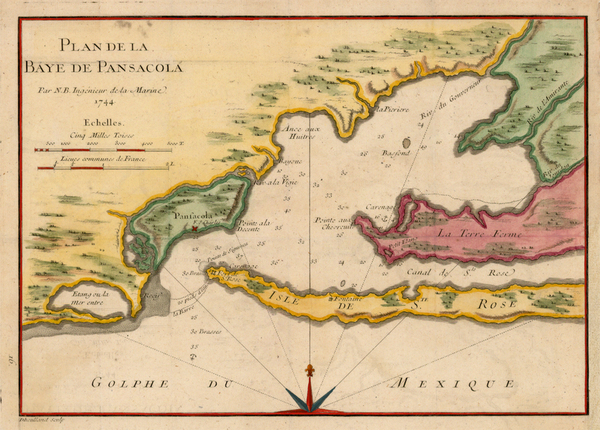 35-Florida Map By Jacques Nicolas Bellin