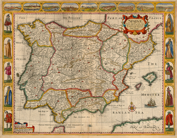 43-Europe, Spain and Portugal Map By John Speed