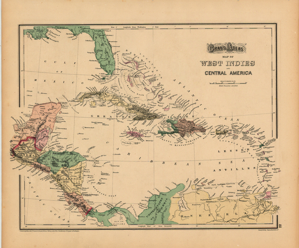 20-Caribbean and Central America Map By O.W. Gray