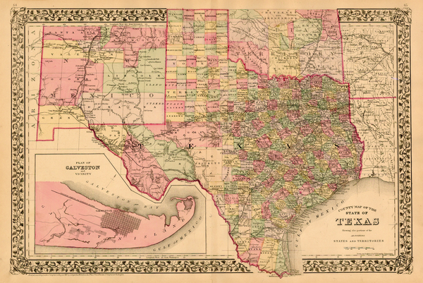 47-Texas, Plains and Southwest Map By Samuel Augustus Mitchell Jr.