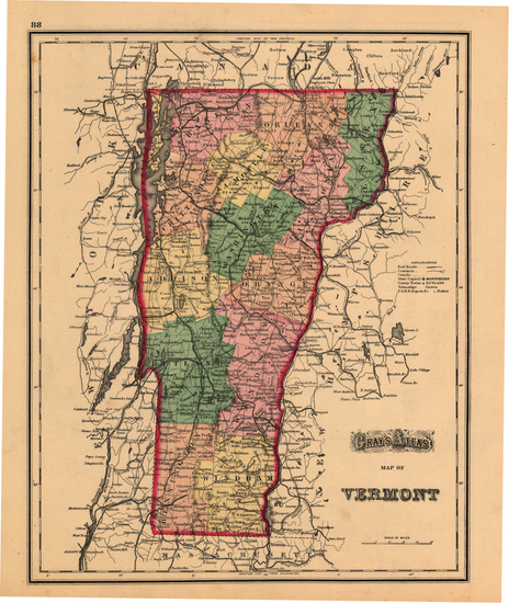 32-New England Map By O.W. Gray