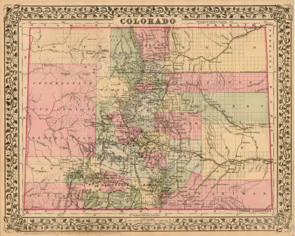 46-Plains, Southwest and Rocky Mountains Map By Samuel Augustus Mitchell Jr.