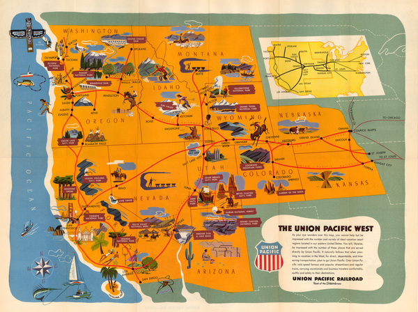 54-Southwest, Rocky Mountains and California Map By Rigby