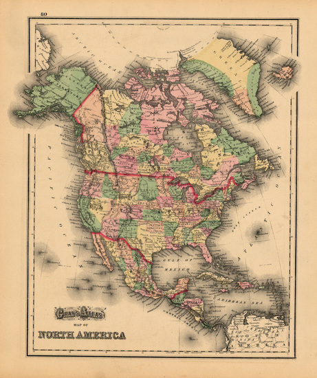 48-North America Map By O.W. Gray