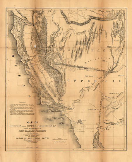 41-Southwest, Rocky Mountains and California Map By John Charles Fremont / Charles Preuss