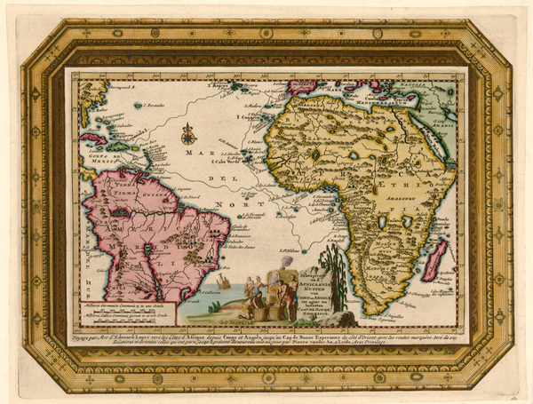 53-World, Atlantic Ocean, South America, Africa and Africa Map By Pieter van der Aa