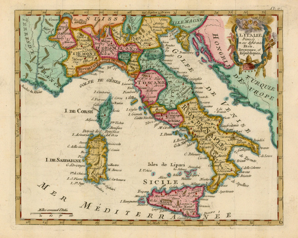 52-Europe, Italy and Balearic Islands Map By Joseph De La Porte