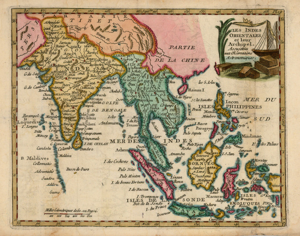 35-Asia, India, Southeast Asia and Philippines Map By Joseph De La Porte